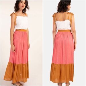 FRNCH Ingrid Colorblock Maxi Dress Ocre S